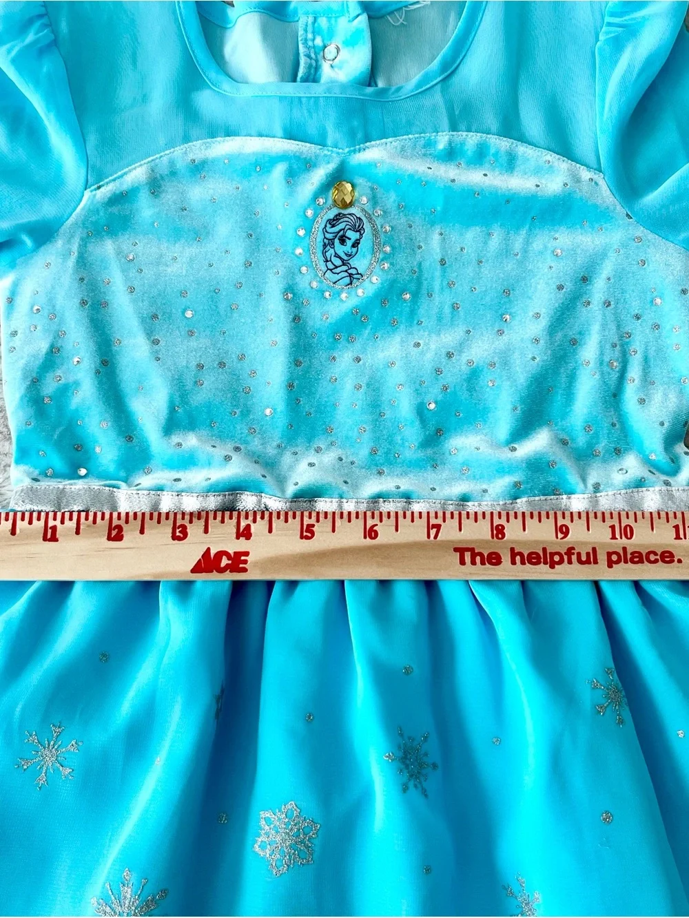 Disney Frozen Elsa Enchanting Costume Dress Blue Snowflake Cape Girls -size 4-6